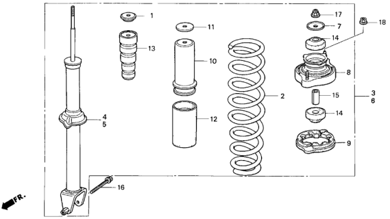1994 Honda Prelude 2 Door SIVTEC KA 5MT Rear Shock Absorber Diagram
