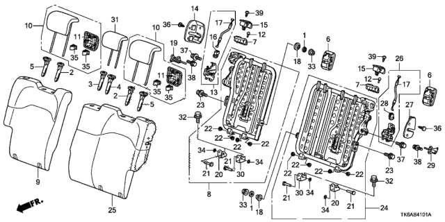 2013 Honda Fit 5 Door FIT (SAYAMA PLANT) KA 5MT Rear Seat-Back Diagram