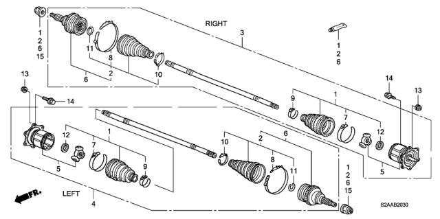 2009 Honda S2000 2 Door CR (WITH AC) KA 6MT Rear Driveshaft Diagram