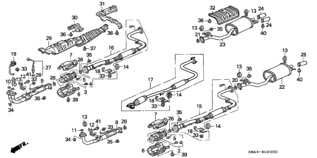 1992 Honda Accord Pipe B, Exhuast Diagram for 18220-SM5-A12