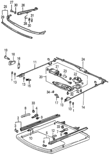 1985 Honda Accord Motor Assy., Roof Diagram for 71960-SA5-981