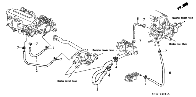 1995 Honda Civic Water Hose Diagram