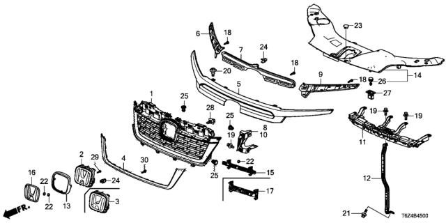 2017 Honda Ridgeline Base, Front Grille (H) Diagram for 71122-T6Z-A00