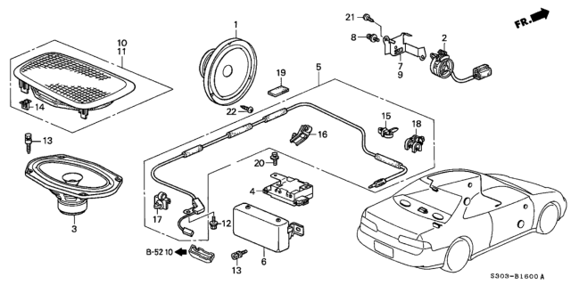 1998 Honda Prelude Radio Antenna - Speaker Diagram