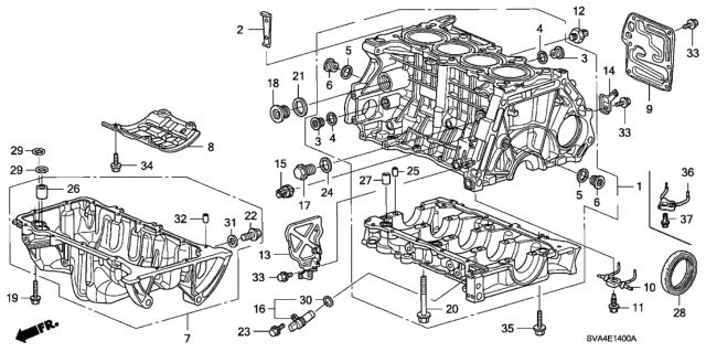 2008 Honda Civic Cylinder Block - Oil Pan (1.8L) Diagram