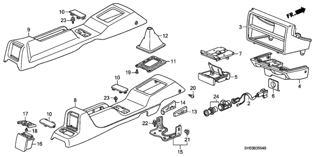 1989 Honda Civic 5 Door ** (WAGOVAN) KA 5MT Console Diagram