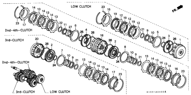 2001 Honda CR-V Guide, Second Clutch Diagram for 22610-PF4-010
