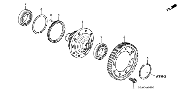 2005 Honda Civic AT Differential Diagram