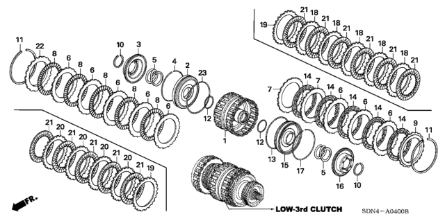 2003 Honda Accord Disk, Clutch Diagram for 22544-PRP-003