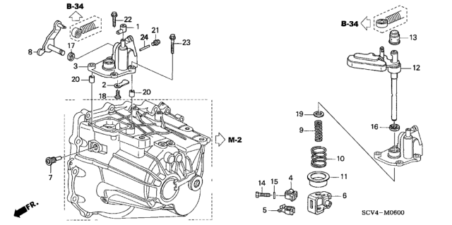 2005 Honda Element MT Shift Arm Diagram