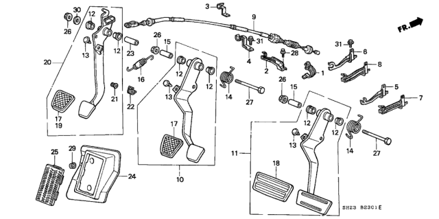 1990 Honda CRX Pedal Assy., Clutch Diagram for 46900-SH2-A00