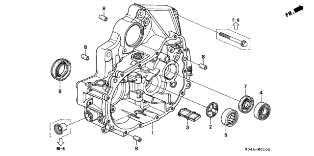 2000 Honda Civic MT Clutch Housing Diagram