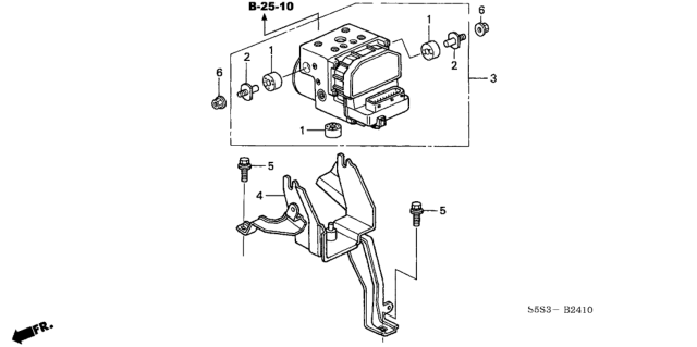 2002 Honda Civic Bracket, Modulator Diagram for 57115-S5T-E01