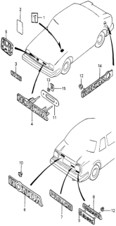 1979 Honda Prelude 2 Door ** KA HMT Emblems Diagram