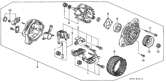 1994 Honda Civic 4 Door LX (ABS) KA 5MT Alternator (Mitsubishi) Diagram