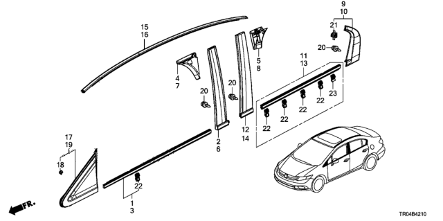 2012 Honda Civic Molding Diagram