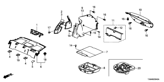 2021 Honda Insight Rear Tray - Side Lining Diagram