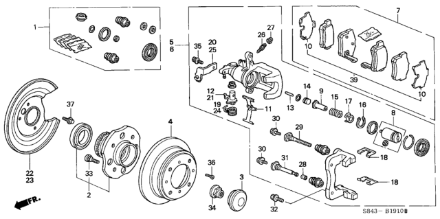 1998 Honda Accord Rear Brake (Disk) Diagram