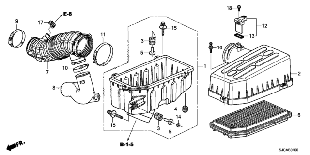 2014 Honda Ridgeline 4 Door RTS KA 5AT Air Cleaner Diagram