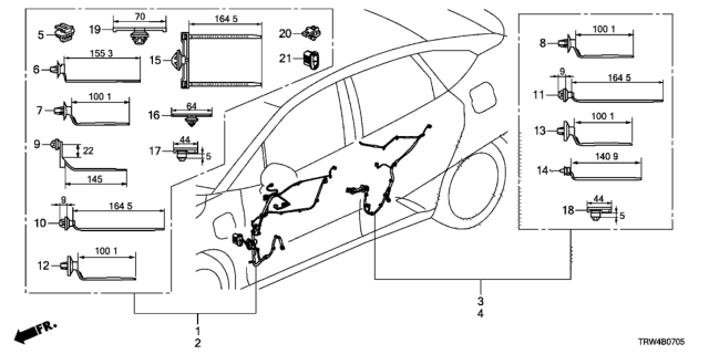 2019 Honda Clarity Plug-In Hybrid Wire Harn Door Door Diagram for 32751-TRW-A10