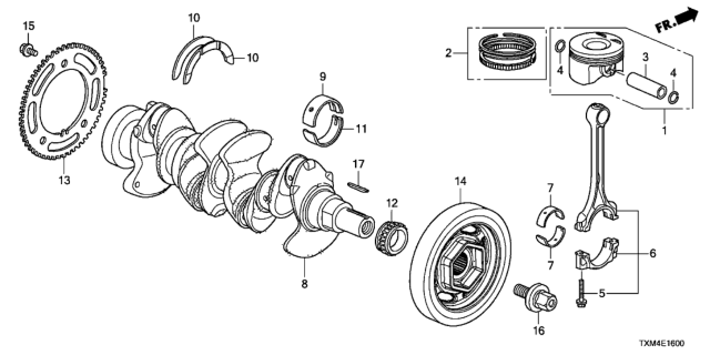 2021 Honda Insight Bearing D, Connecting Rod Diagram for 13214-5R0-013