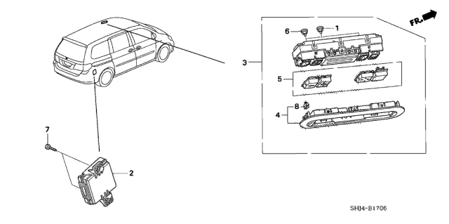 2008 Honda Odyssey Auto Air Conditioner Control (Rear) Diagram