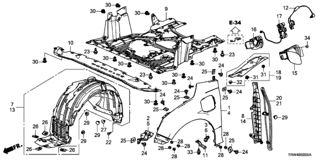 2019 Honda Clarity Plug-In Hybrid Actuator, Charge Lid Diagram for 74137-TRV-A01