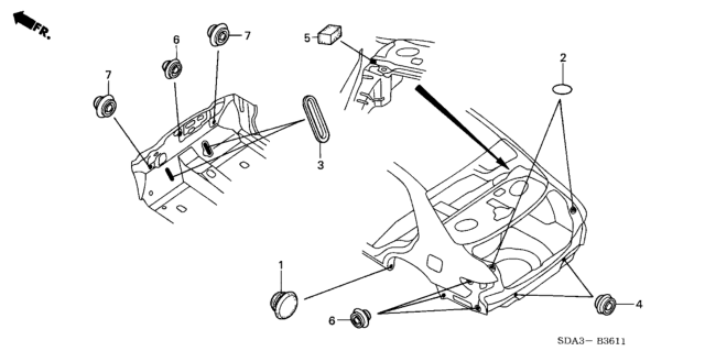 2006 Honda Accord Grommet (Rear) Diagram