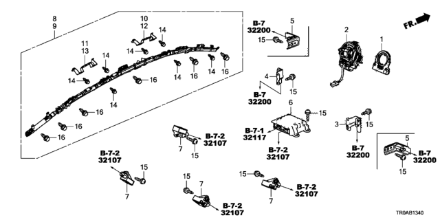 2013 Honda Civic Set, Side Curtain Diagram for 78870-TR6-A81