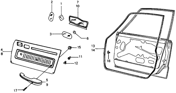 1978 Honda Civic Seal B, Door Panel Diagram for 75811-611-000