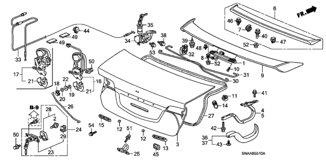 2009 Honda Civic Weatherstrip, Trunk Lid Diagram for 74865-SNX-A11