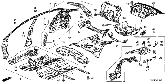 2014 Honda Accord Frame, R. RR. Diagram for 65610-T3V-305ZZ