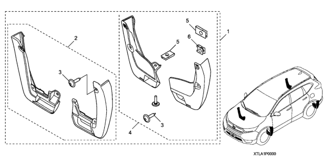 2020 Honda CR-V Hybrid Splash Guards Diagram