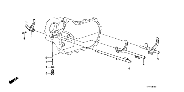 1989 Honda Accord Fork, Fifth Gearshift Diagram for 24201-PB6-910