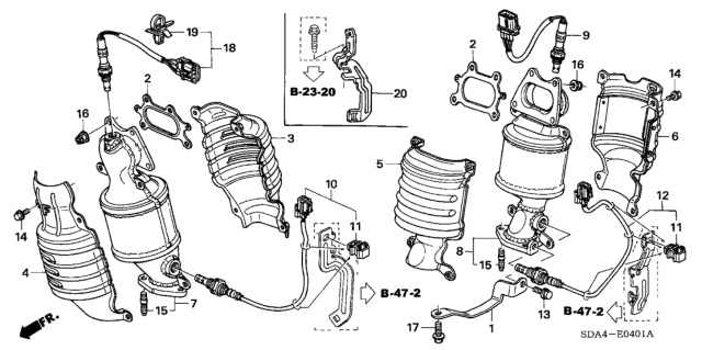 2003 Honda Accord Exhaust Manifold (V6) Diagram