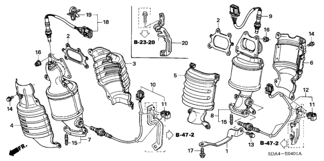 2004 Honda Accord Sensor, Front Oxygen Secondary Diagram for 36532-RCA-A51