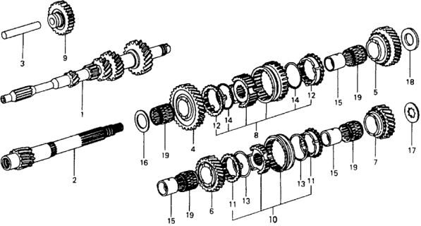 1978 Honda Civic MT Transmission Gears Diagram