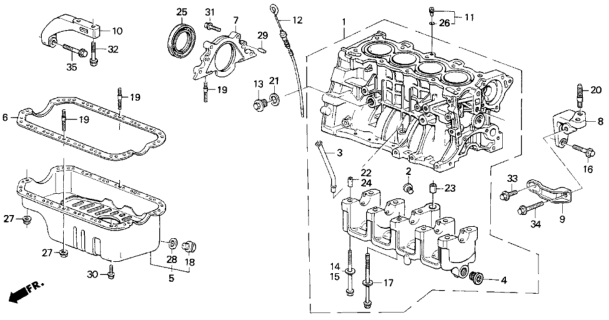 1989 Honda Civic Cylinder Block - Oil Pan Diagram