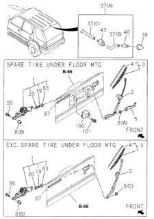 2002 Honda Passport 4 Door 4LX KA 5MT Rear Wiper - Washer Diagram