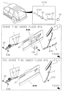 2002 Honda Passport Arm Assembly, Rear Wiper Diagram for 8-97178-850-0