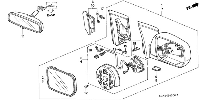 2003 Honda Odyssey Mirror Assembly, Driver Side Door (Evergreen Pearl) (R.C.) Diagram for 76250-S0X-A02ZK