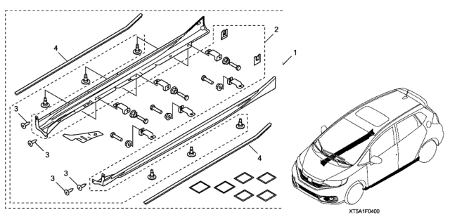 2019 Honda Fit Side Underbody Spoiler Diagram