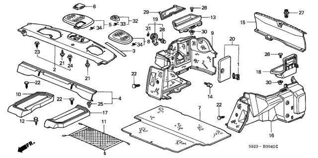 1999 Honda Accord Grille Assy., L. Speaker *NH264L* (CLASSY GRAY) Diagram for 84568-S82-A00ZA