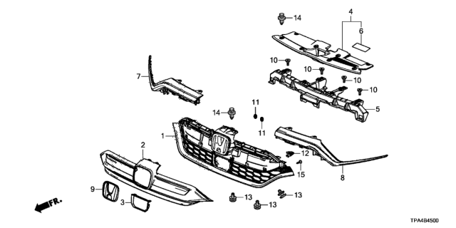 2020 Honda CR-V Hybrid 5 Door LX (HYBRID) KA CVT Front Grille Diagram