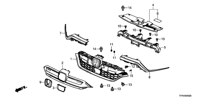 2020 Honda CR-V Hybrid Front Grille Diagram