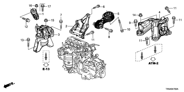 2013 Honda Civic Mounting, Engine Side (AT) Diagram for 50820-TR0-A71