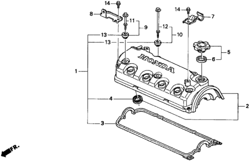 1996 Honda Del Sol 2 Door SI KA 4AT Cylinder Head Cover Diagram