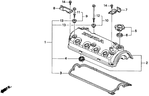 1996 Honda Del Sol Cylinder Head Cover Diagram