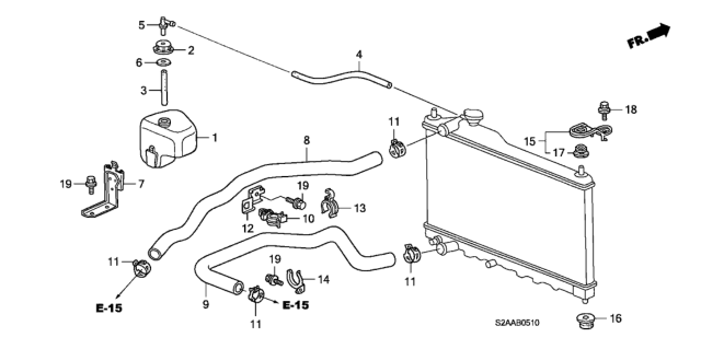 2008 Honda S2000 Clamp, Water Hose (Lower) Diagram for 19503-PY3-003