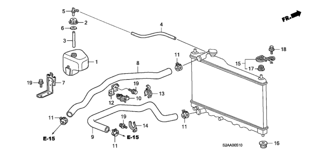 2008 Honda S2000 Tube, Reserve Tank Diagram for 19104-PCX-000